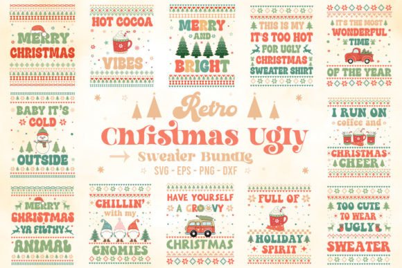 Download Retro Christmas Ugly Sweater SVG Bundle - Ugly sweater svg Collection