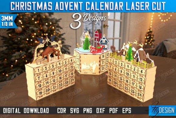 Download Christmas Advent Calendar Laser Cut Set - Advent calendar Collection