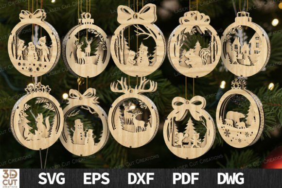 Download Christmas Ornaments Bundle SVG Laser Cut - Christmas ornaments Collection