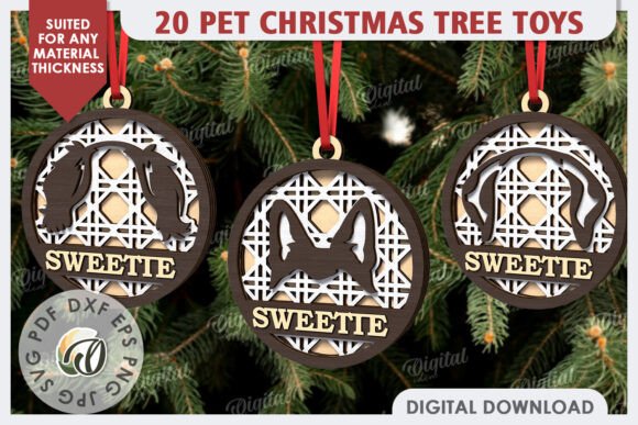 Download Pets Christmas Ornaments LaserCut Bundle - Christmas ornaments Collection