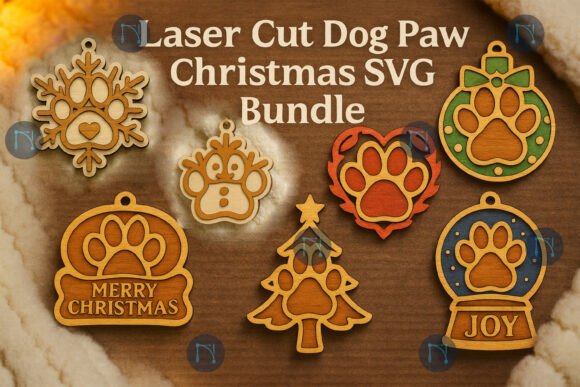 Download Dog Paw Christmas Ornaments SVG Bundle - Christmas ornaments Collection