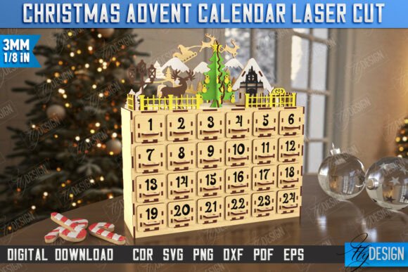 Download Christmas Advent Calendar Laser Cut |CNC - Advent calendar Collection