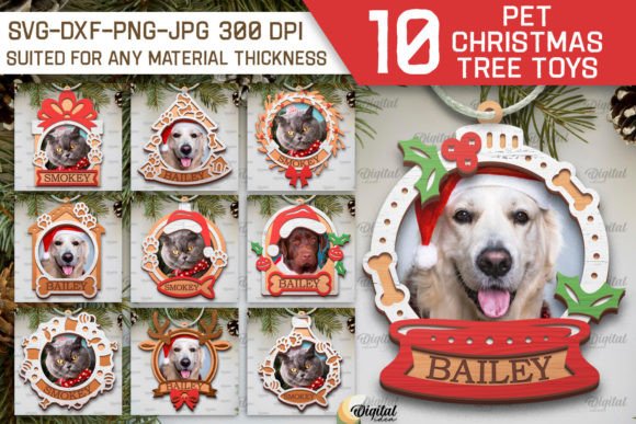 Download Pets Christmas Ornaments LaserCut Bundle - Christmas ornaments Collection