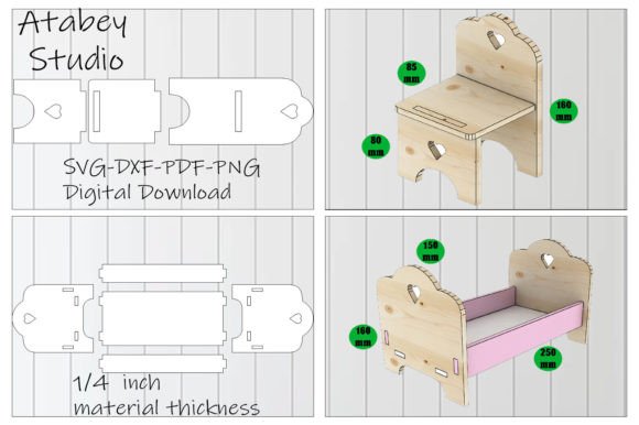 Download Kid Chair Bed Set Plywood Cutting Files - Cutting files Collection