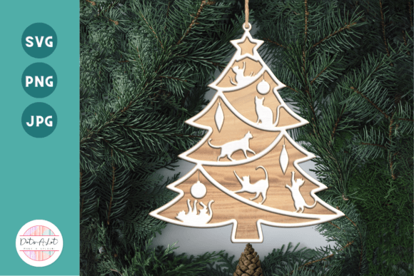 Download 3D Cat Christmas Tree Ornament SVG - Tree ornament svg Collection