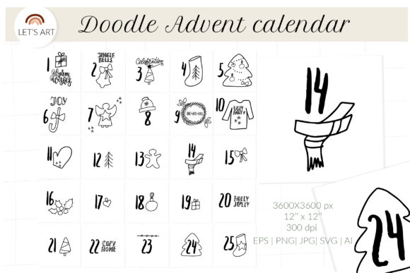 Download Doodle Advent Calendar Svg. Xmas Doodle - Advent calendar Collection